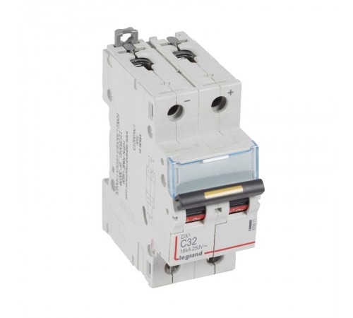 Выключатель автоматический двухполюсный DX3 DC 10000 32А C 16кА  409571  Legrand