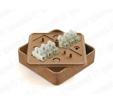 Коробка распределительная для о/п 75х75х20мм с клеммной колодкой ЗВИ-3 (1,0-2,5мм2) 6 клемм, IP40, цвет -ОРЕХ (100шт)  GE41212-14  GREENEL