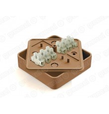 Коробка распределительная для о/п 75х75х20мм с клеммной колодкой ЗВИ-3 (1,0-2,5мм2) 6 клемм, IP40, цвет -ОРЕХ (100шт)  GE41212-14  GREENEL