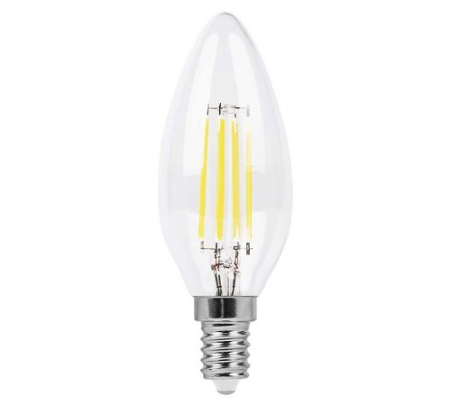 Лампа светодиодная LB-58 (5W) 230V E14 4000K филамент C35 прозрачная  25573  FERON