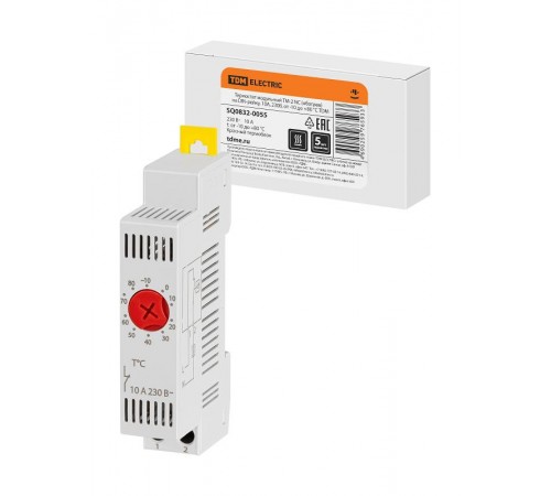Термостат модульный ТМ-2 NC (обогрев) на DIN-рейку, 10 А, 230 В, от -10 до +80 °C  SQ0832-0055  TDM