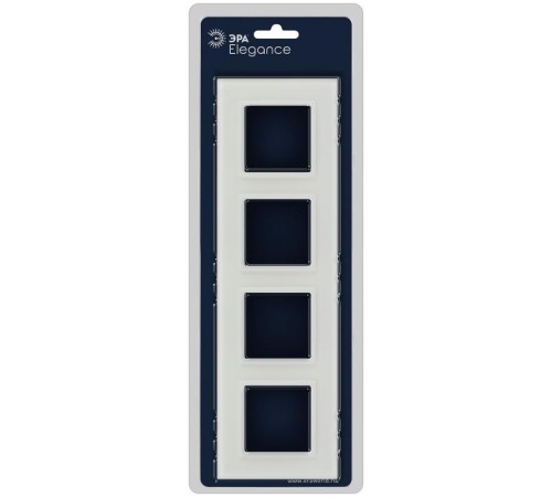 Рамка для розеток и выключателей Elegance 14-5104-01М на 4 поста, стекло, белый матовый+бел.  Б0065838  ЭРА