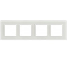 Рамка для розеток и выключателей Elegance 14-5104-01М на 4 поста, стекло, белый матовый+бел.  Б0065838  ЭРА