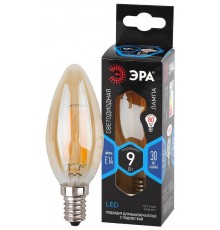 Лампа светодиодная F-LED B35-9W-840-E14 gold (филамент, свеча золот, 9Вт, нетр, E14)  Б0047035  ЭРА
