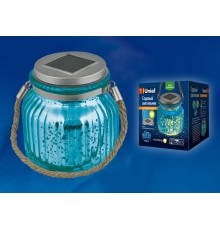 Cветильник садовый декоративный на солнечной батарее USL-M-210/GN120 BLUE JAR Теплый 4000К, 1*АА Ni-Mh акк. в/к. IP44  UL-00003208  Uniel