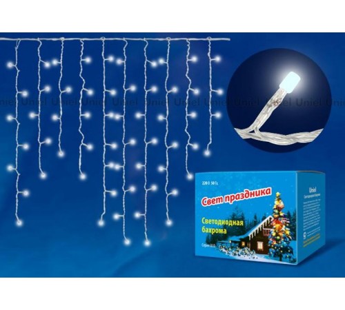 Бахрома без коннекторов светодиодная  с контроллером  ULD-B3010-200/DTA WHITE IP20  1,8 м. 48 диодов, шнур прозр.  07949  Uniel