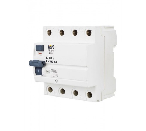 Выключатель дифференциальный (УЗО) R10N 4P 63А 300мА тип AC ARMAT  AR-R10N-4-063C300  IEK