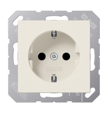 Штепсельная розетка SCHUKO 16А / 250В, пружинные зажимы; дюропласт; слоновая кость; A500  A1520  Jung