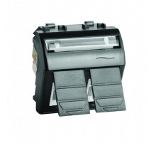 Тел.роз. двойная RJ12 (6P6C, Hyperline, заделка NE-TOOL) Brava, черн., 2мод  77122N  DKC