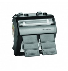 Тел.роз. двойная RJ12 (6P6C, Hyperline, заделка NE-TOOL) Brava, черн., 2мод  77122N  DKC