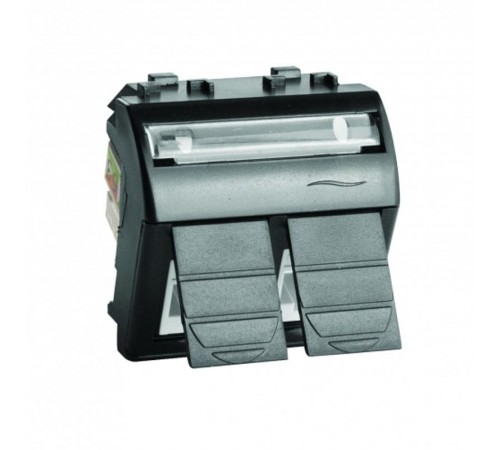 Тел.роз. двойная RJ12 (6P6C, Hyperline, заделка NE-TOOL) Brava, черн., 2мод  77122N  DKC