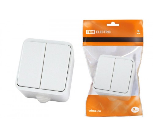 Выключатель 2-кл. OУ IP44 10А белый "Орель"  SQ1802-0002  TDM