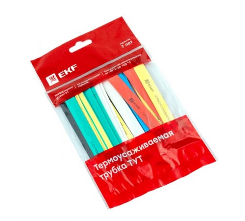 Термоусаживаемая трубка ТУТ нг 10/5 набор:7 цветов по 3шт. 100мм. EKF PROxima  tut-n-10  EKF