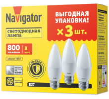 Лампа светодиодная   95 323 NLL-C37-8-230-4K-E27-FR-PACK3  95323  Navigator