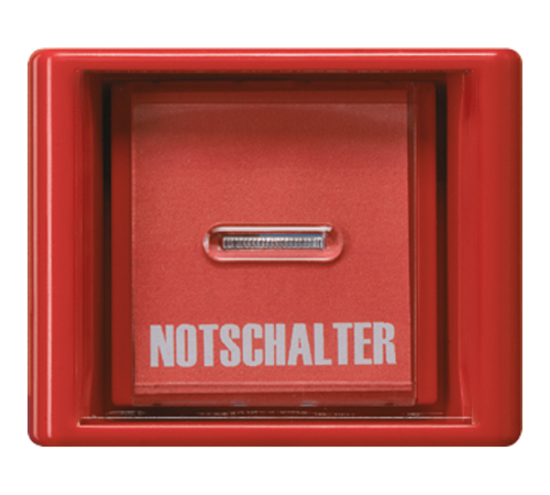 Клавиша с прозрачной крышкой для всех встраиваемых выключателей и кнопок; красная  AS561GLRT  Jung