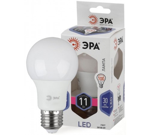 Лампа светодиодная LED 11Вт Е27 6000К smd A60-11W-860-E27  Б0031394  ЭРА