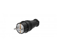 Вилка 2К+З прямая каучуковая 16А/250В IP44 Чёрная MultiSet  MST4001BK  SE