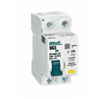 Автоматический выключатель дифференциального тока АВДТ 1Р+N 63А 30мА тип AC х-ка D ДИФ-103 4.5кА  16067DEK  DEKraft