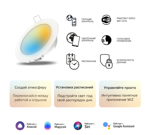 Светильник светодиодный Smart Home DIM+CCT 7 Вт 1/30  2030122  Gauss