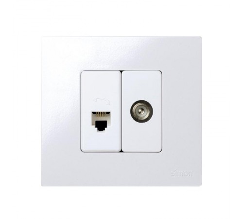 Simon 27 Розетка телефонная RJ-12, 6 контактов, узкий модуль, S27, белый  27481-34  Simon