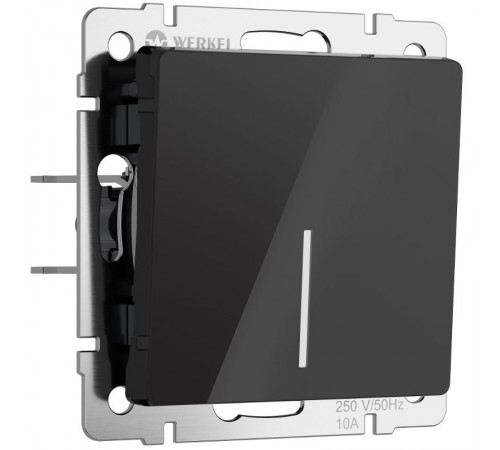 W1110148 Выключатель одноклавишный с подсветкой (черный акрил) a064025  Werkel