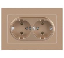 Розетка Intro Accent 6-205-04 2X2P+E Schuko, 16А-250В, IP20, СУ, AL/CU, шампань  Б0063492  Intro