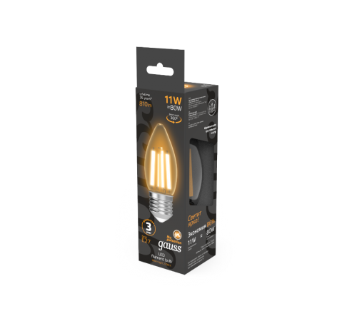 Лампа светодиодная Filament Свеча 11W 810lm 2700К Е27 LED 1/10/50  103802111  Gauss