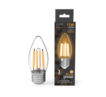 Лампа светодиодная Filament Свеча 11W 810lm 2700К Е27 LED 1/10/50  103802111  Gauss