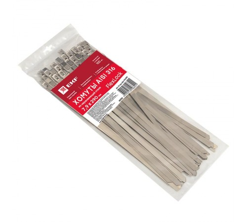 Хомут AISI 316 из нержавеющей стали, 7.9x290 (100 шт.) FlexLock PROximaplc-fl-tss-316-7.9x290EKF