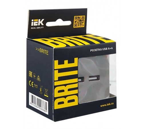 BRITE Розетка USB A+A 3,1А РЮ10-1-БрС сталь  BR-U21-D31-K46  IEK