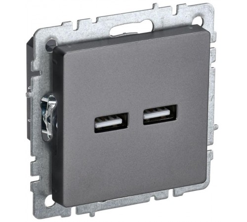 BRITE Розетка USB A+A 3,1А РЮ10-1-БрС сталь  BR-U21-D31-K46  IEK