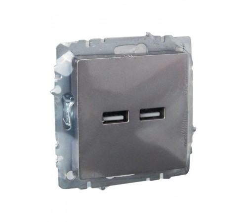 BRITE Розетка USB A+A 3,1А РЮ10-1-БрС сталь  BR-U21-D31-K46  IEK