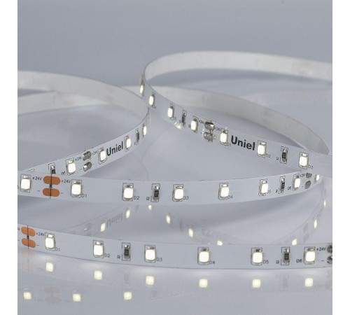 Лента светодиодная холодный свет 6500K ULS-2835-60LED/m-8mm-IP20-DC24V-6W/m-5M-DW  UL-00002969  Uniel