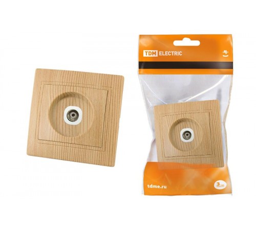 Розетка телевизионная простая (0-2400МГц, "мама") "ЭКО" (сосна) "Таймыр"  SQ1814-0222  TDM