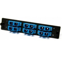 Панель FO-FPM-W120H32-12LC-BL для FO-19BX с 12 LC адаптерами, 12 волокон, одномод OS1/OS2, 120x32 мм, адаптеры цвета синий (blue)  47738  Hyperline