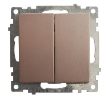 Выключатель 2-клавишный (механизм) 250В, 10А, серия Катрин, GLS10-7104-02, шампань  39592  STEKKER