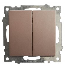 Выключатель 2-клавишный (механизм) 250В, 10А, серия Катрин, GLS10-7104-02, шампань  39592  STEKKER