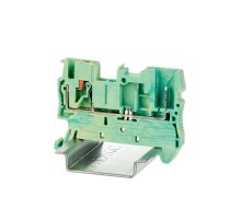 Клемма заземления под вставной штекер, зажим push-in, 2 точки подключения, 2.5 кв.мм  VPR-2.5-1P-PE  DKC