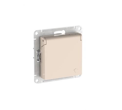 AtlasDesign Бежевый Розетка с заземлением со шторками с крышкой, 16А,IP20,механизм, быстрозажимные клеммы  ATN000246S  SE