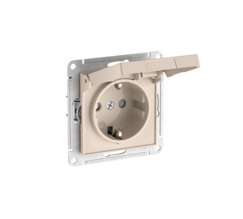 AtlasDesign Бежевый Розетка с заземлением со шторками с крышкой, 16А,IP20,механизм, быстрозажимные клеммы  ATN000246S  SE