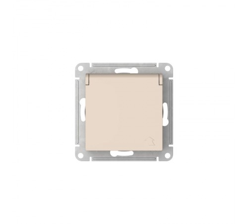 AtlasDesign Бежевый Розетка с заземлением со шторками с крышкой, 16А,IP20,механизм, быстрозажимные клеммы  ATN000246S  SE
