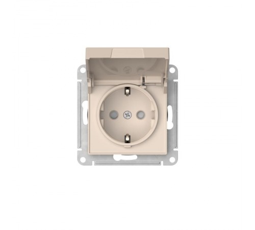 AtlasDesign Бежевый Розетка с заземлением со шторками с крышкой, 16А,IP20,механизм, быстрозажимные клеммы  ATN000246S  SE