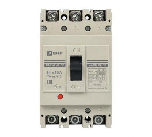 Выключатель автоматический ВА-99М 100/16А 3P 35кА EKF PROximamccb99-100-16mEKF