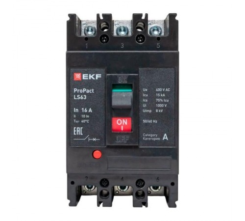 Выключатель автоматический LS63 15кА 3P 16А ProPact  mccb-63-15-3-16-ls  EKF