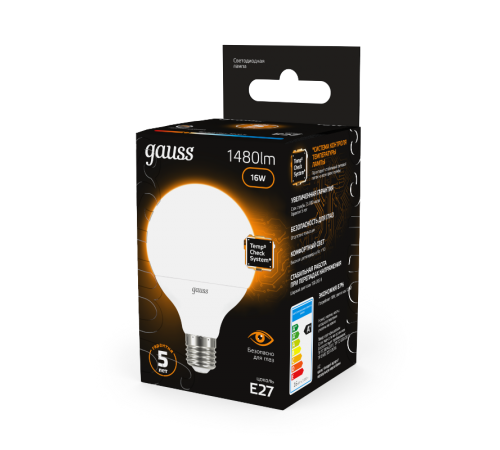 Лампа светодиодная Black LED G95 E27 16W 1360lm 3000K  105102116  Gauss