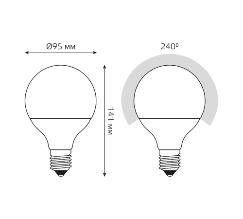 Лампа светодиодная Black LED G95 E27 16W 1400lm 4100K  105102216  Gauss