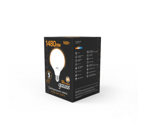 Лампа светодиодная Black LED G95 E27 16W 1360lm 3000K  105102116  Gauss