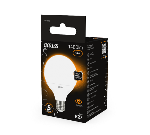 Лампа светодиодная Black LED G95 E27 16W 1360lm 3000K  105102116  Gauss