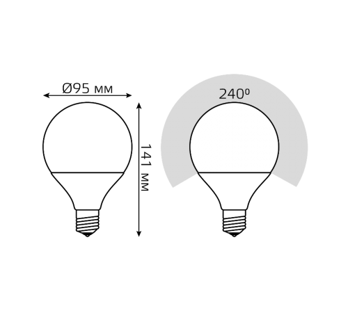 Лампа светодиодная Black LED G95 E27 16W 1360lm 3000K  105102116  Gauss