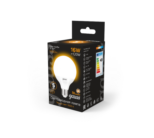 Лампа светодиодная Black LED G95 E27 16W 1360lm 3000K  105102116  Gauss